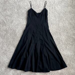 Elie Tahari Y2K Black Linen blend Strap Dress Size 8  Gore Skirt